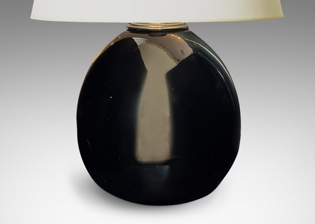 geometric forms, with bases in black opaline glass