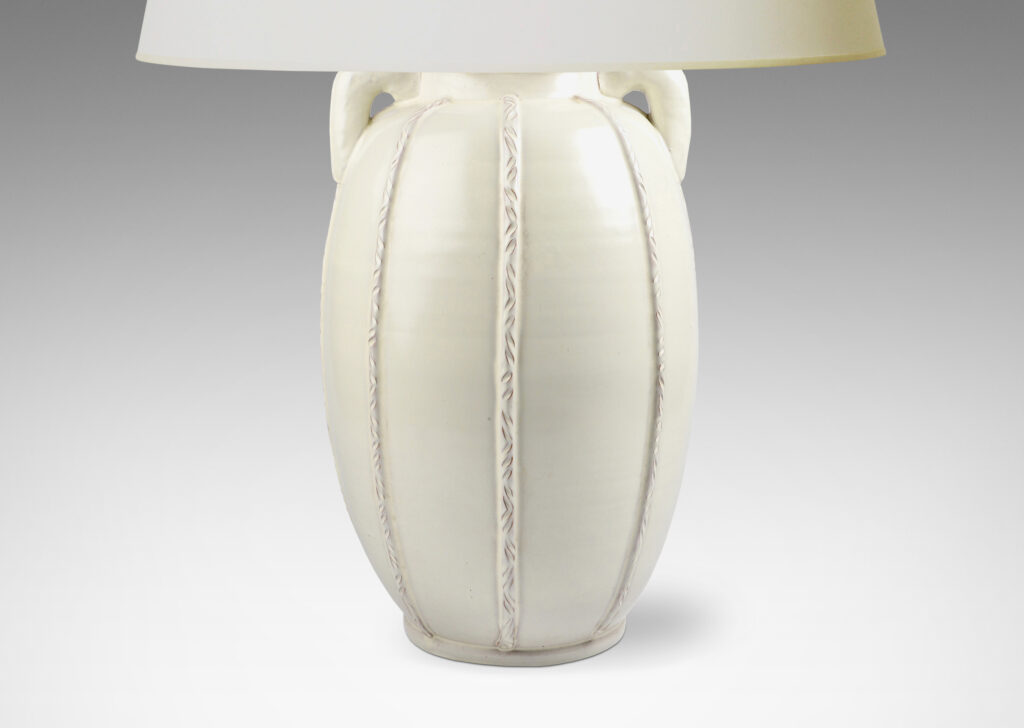 Gallery BAC upright melon shape with handles and vertical ribs notched with chevrons