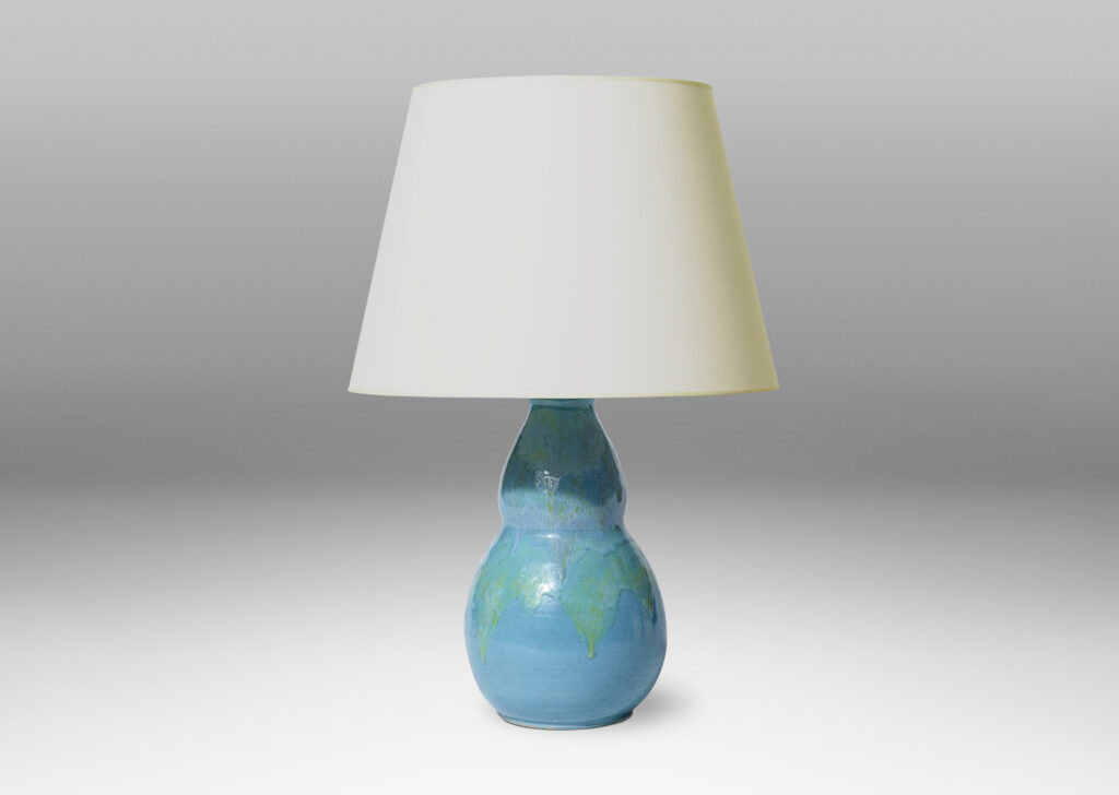 Gallery BAC double gourd form in earthenware with delicious cerulean and sea green glazes