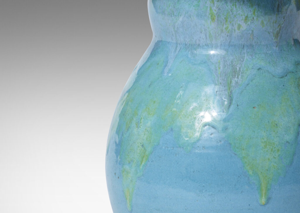 Gallery BAC double gourd form in earthenware with delicious cerulean and sea green glazes