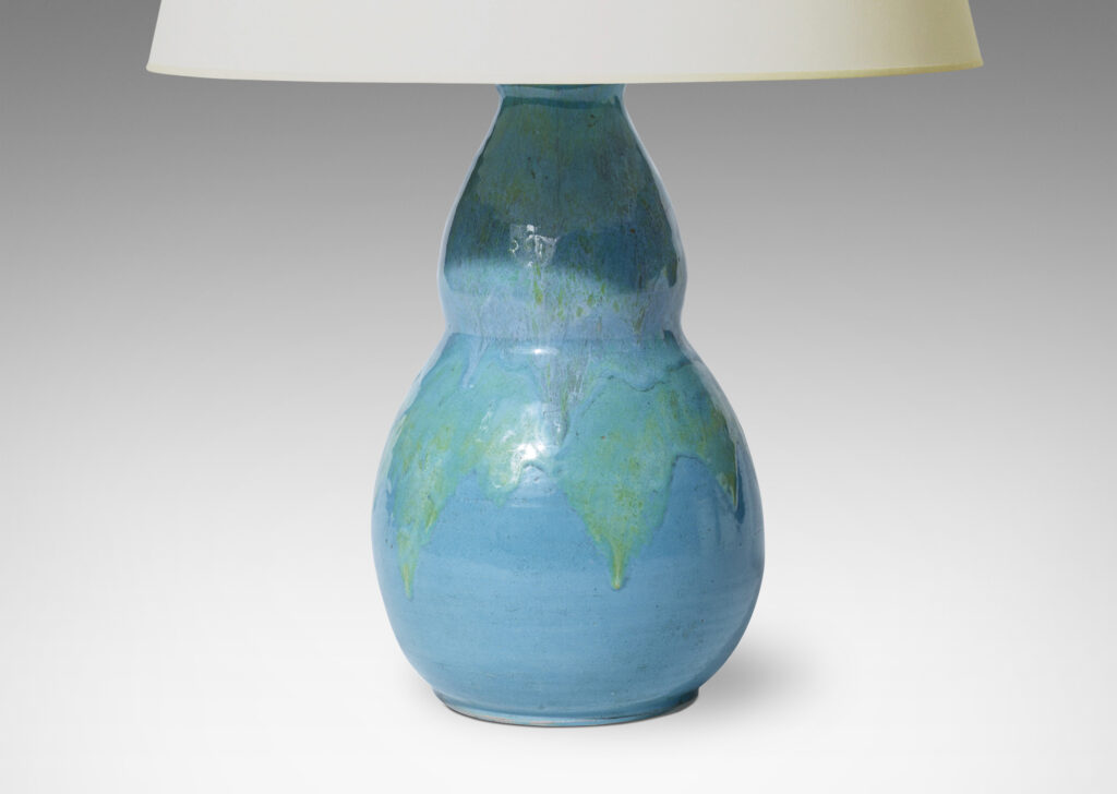 Gallery BAC double gourd form in earthenware with delicious cerulean and sea green glazes