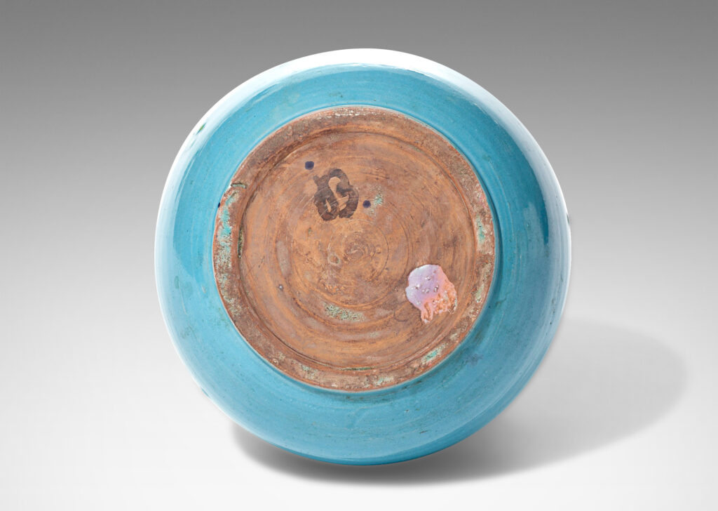 Gallery BAC double gourd form in earthenware with delicious cerulean and sea green glazes