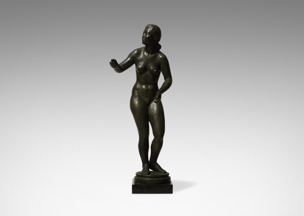 Gallery BAC sculpture depicting a female nude in bronze with granite base