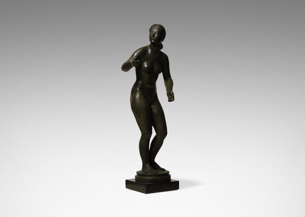 Gallery BAC sculpture depicting a female nude in bronze with granite base