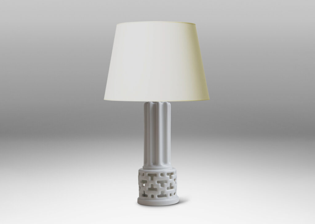 Gallery BAC tall deeply fluted neck on a wider cylindrical drum with geometric openwork pattern