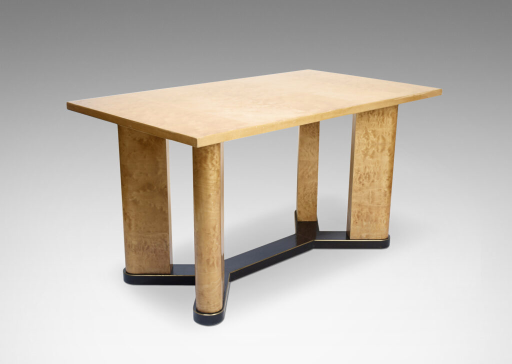 Gallery BAC Library table in burl with ebonized wood