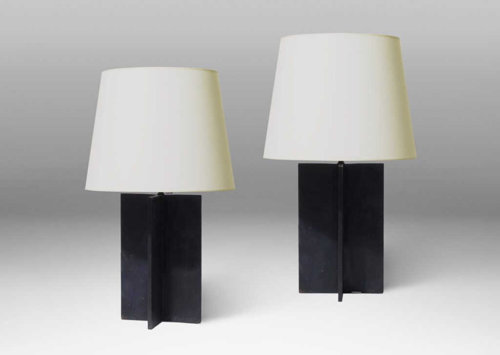 Gallery BAC “Crosspiece” table lamps in painted iron