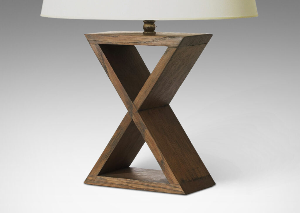 Gallery BAC form of a graphic “X” crafted in oak