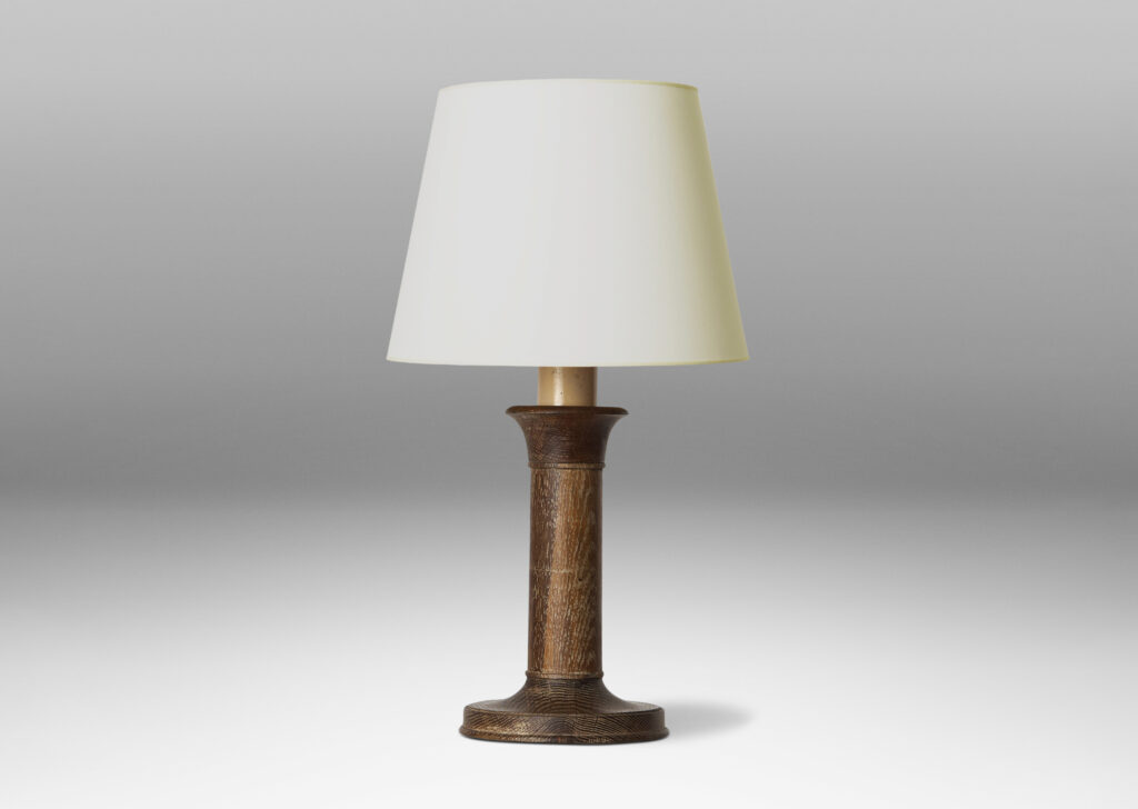 Gallery BAC traditional candle/holder form– turned “holder” with cavetto cap and flanged base in limed oak