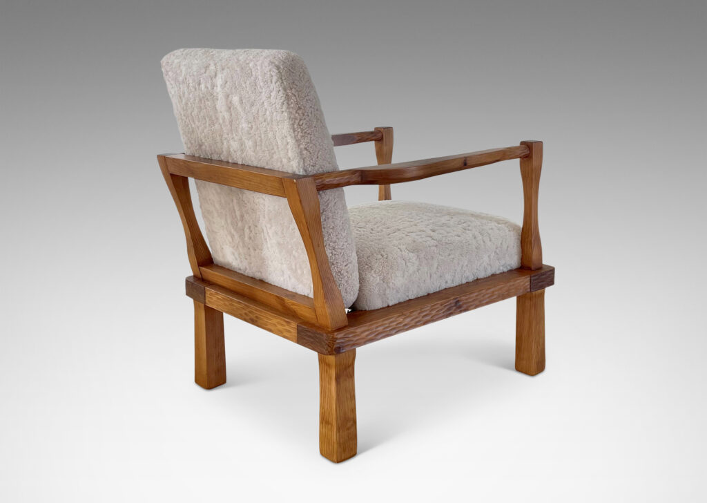 Gallery BAC open-frame lounge chairs pine shearling