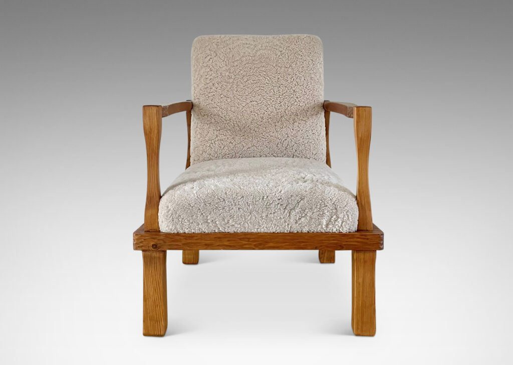 Gallery BAC open-frame lounge chairs pine shearling