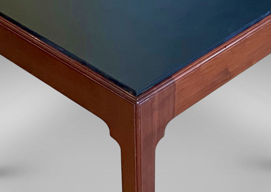 Gallery BAC square top of black opaline glass set into a Cuban mahogany frame