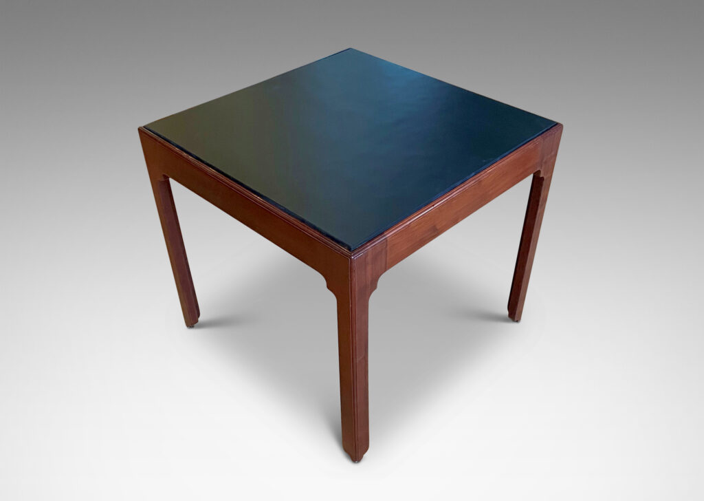 Gallery BAC square top of black opaline glass set into a Cuban mahogany frame