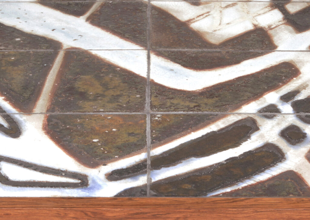 rosewood with hand-painted ceramic tile top