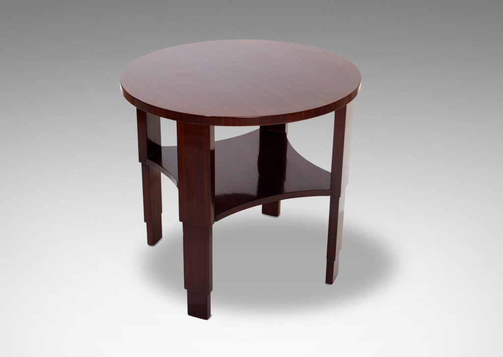 Gallery BACSculptural center or side table in Brazilian rosewood by Eugène Printz