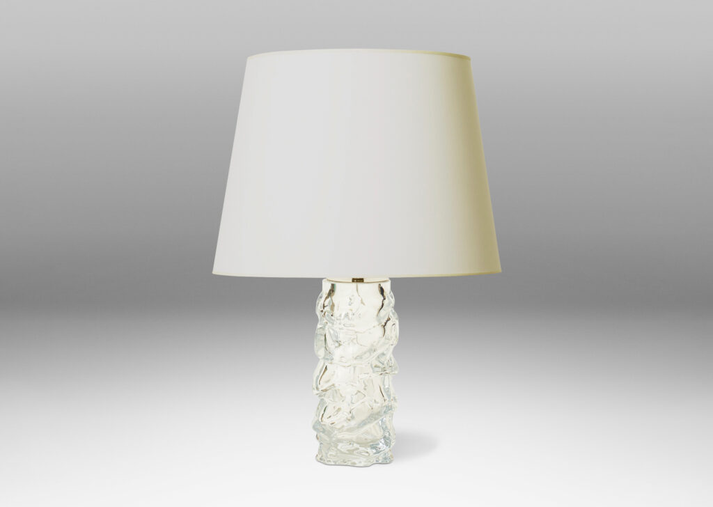 Gallery BAC Brutalist style table lamps with rock-evoking textured surfaces