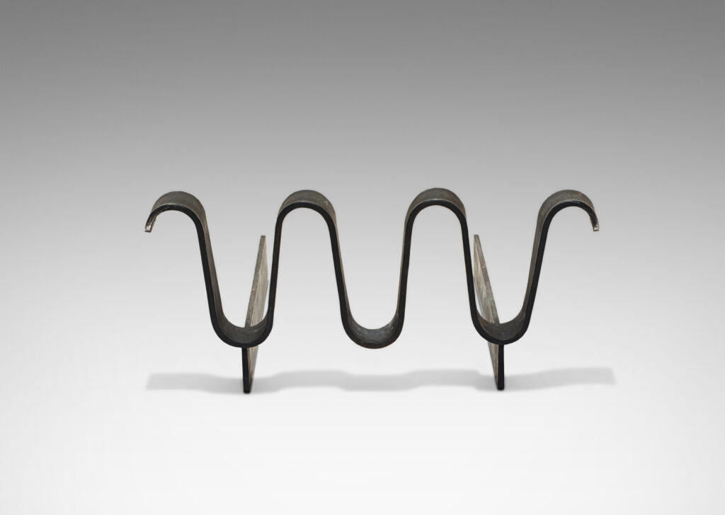 Gallery BAC andiron in blackened wrought iron