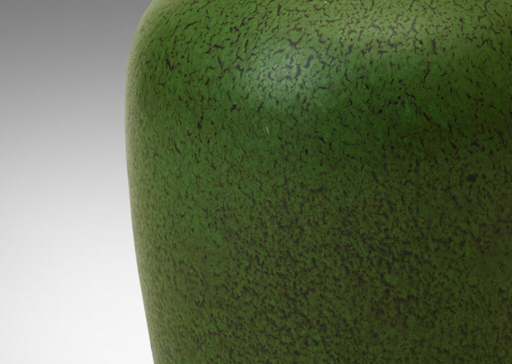 Gallery BAC upright sides and neck in stoneware with green over dark gray glazes