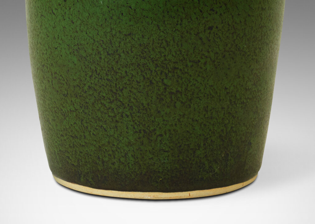 Gallery BAC upright sides and neck in stoneware with green over dark gray glazes