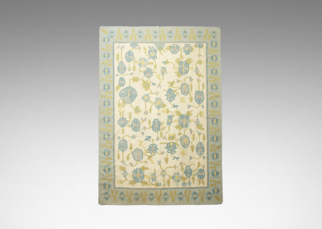 Gallery BAC floral pattern carpet in light and cornflower blues, light green and cream