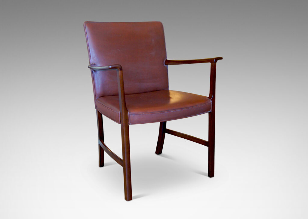 Gallery BAC solid mahogany and original brown leather