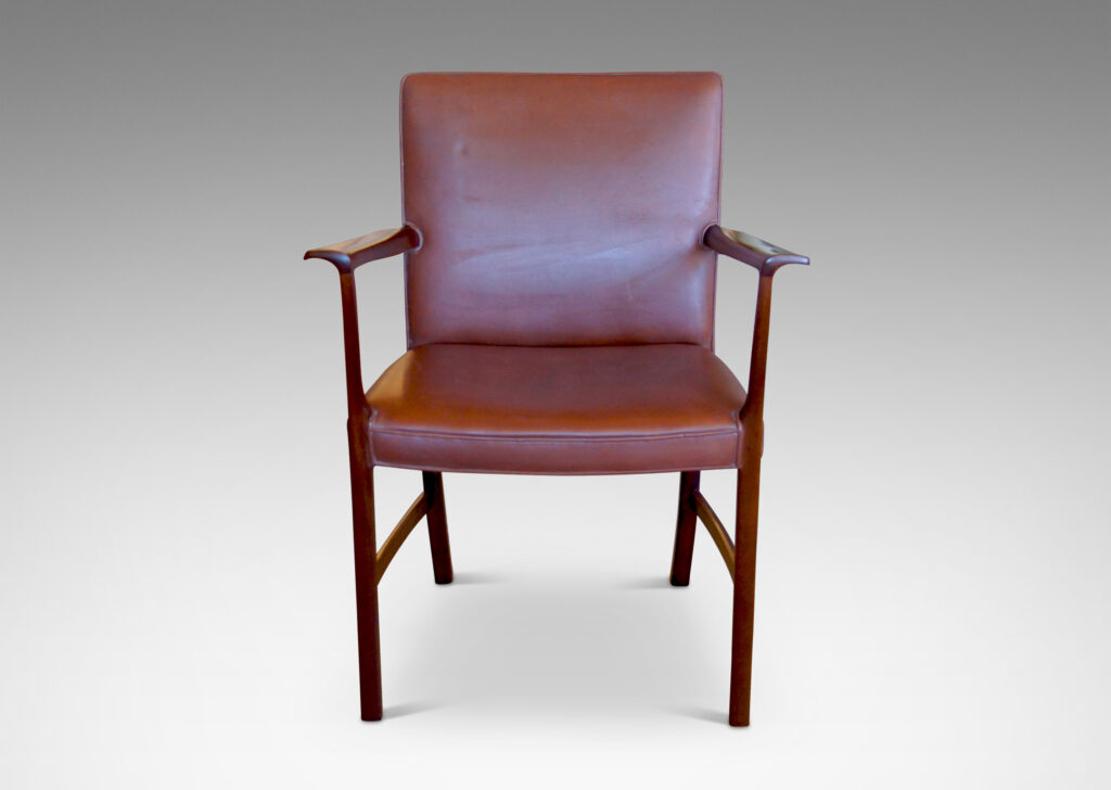 Gallery BAC solid mahogany and original brown leather