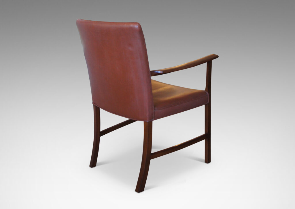 Gallery BAC solid mahogany and original brown leather