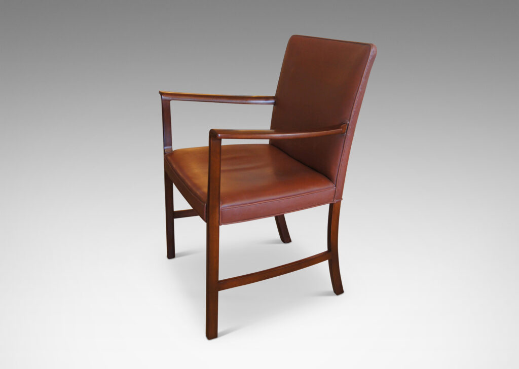 Gallery BAC solid mahogany and original brown leather