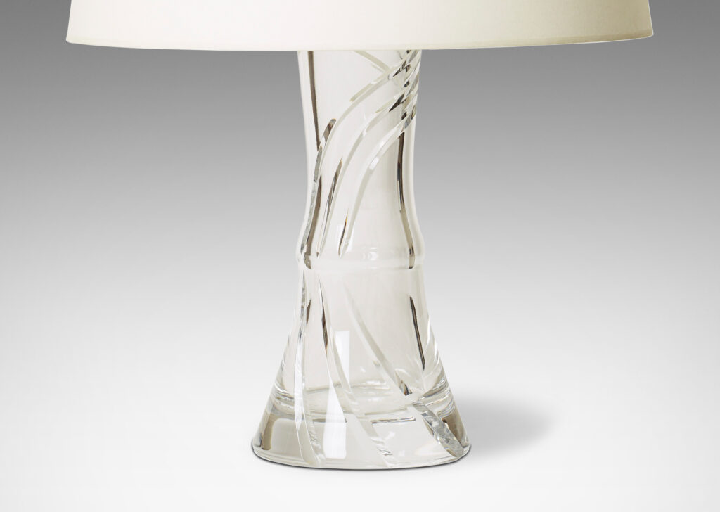 Gallery BAC flared form with carved swirling lines; cut crystal