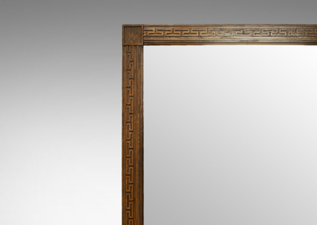 Gallery BAC oak frame featuring Greek meander in relief in the style of Jean-Michel Frank