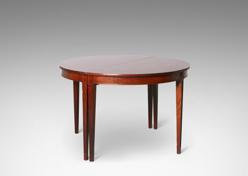 Gallery BAC expanding dining table or pair of demi-lune tables by Nordiska Kompaniet