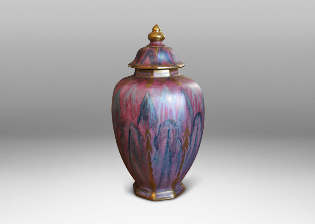 Gallery BAC ethereal foliate pattern hand-painted in jewel-toned luster glazes with gilded accents