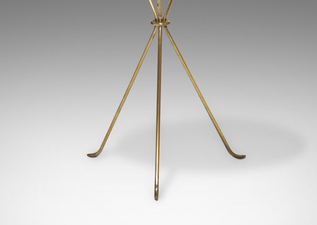 Gallery BAC Pair of tripod guéridons with hanging rings in brass by Jean-Michel Frank