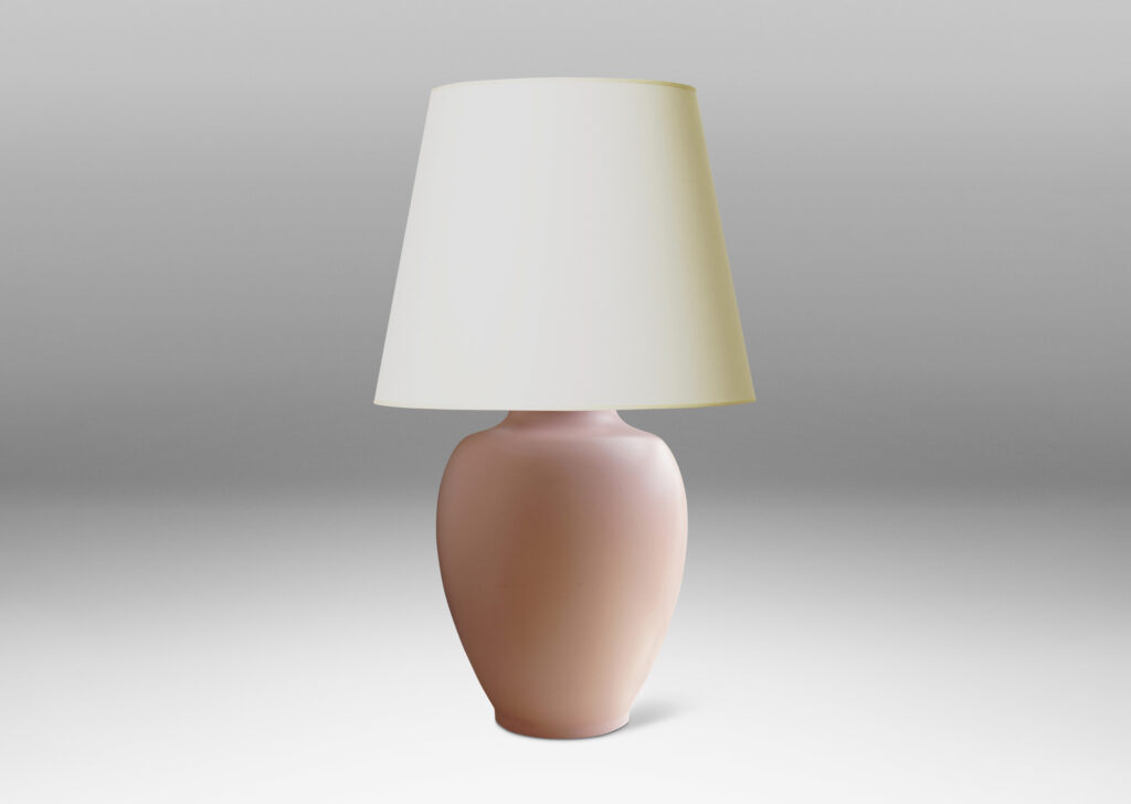 Gallery BAC muscular shoulders and sinuous taper create a striking silhouette, crafted in glazed ceramic with a vivid shell pink eggshell finish