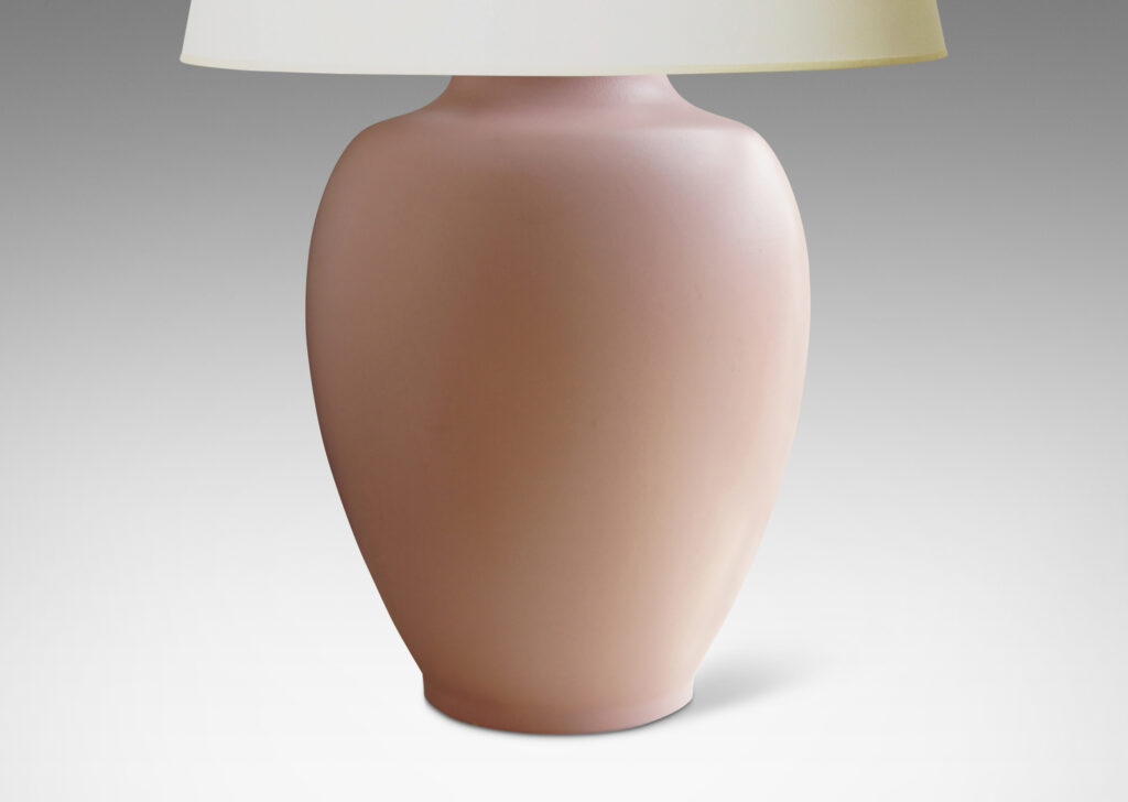 Gallery BAC muscular shoulders and sinuous taper create a striking silhouette, crafted in glazed ceramic with a vivid shell pink eggshell finish