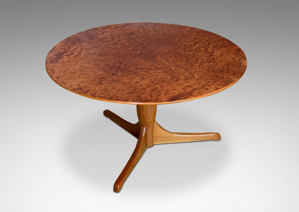 Gallery BAC rare adjustable table by Josef Frank, mahogany pedestal with three legs