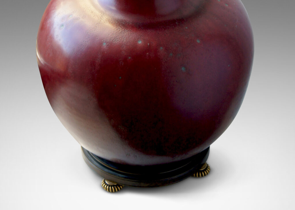 Gallery BAC Chinese style vase with apple form and flaring neck in stoneware with wonderfully executed oxblood glaze