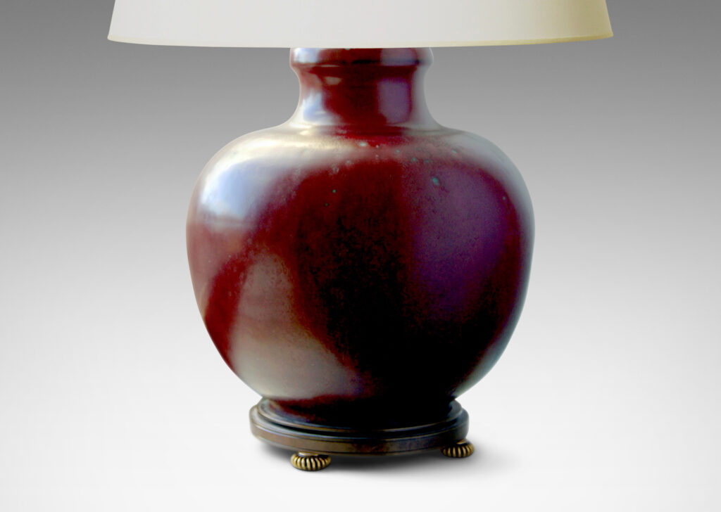 Gallery BAC Chinese style vase with apple form and flaring neck in stoneware with wonderfully executed oxblood glaze