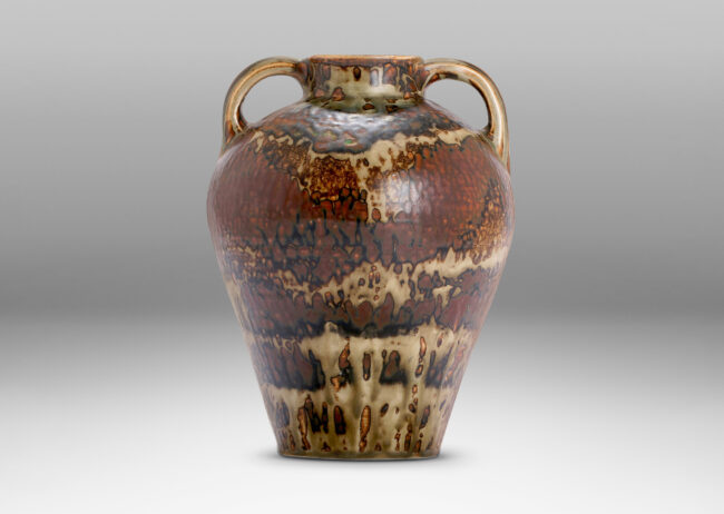 Gallery BAC Amphora-form vase in stoneware with spectacularly rendered “Sung” glaze by Carl Halier