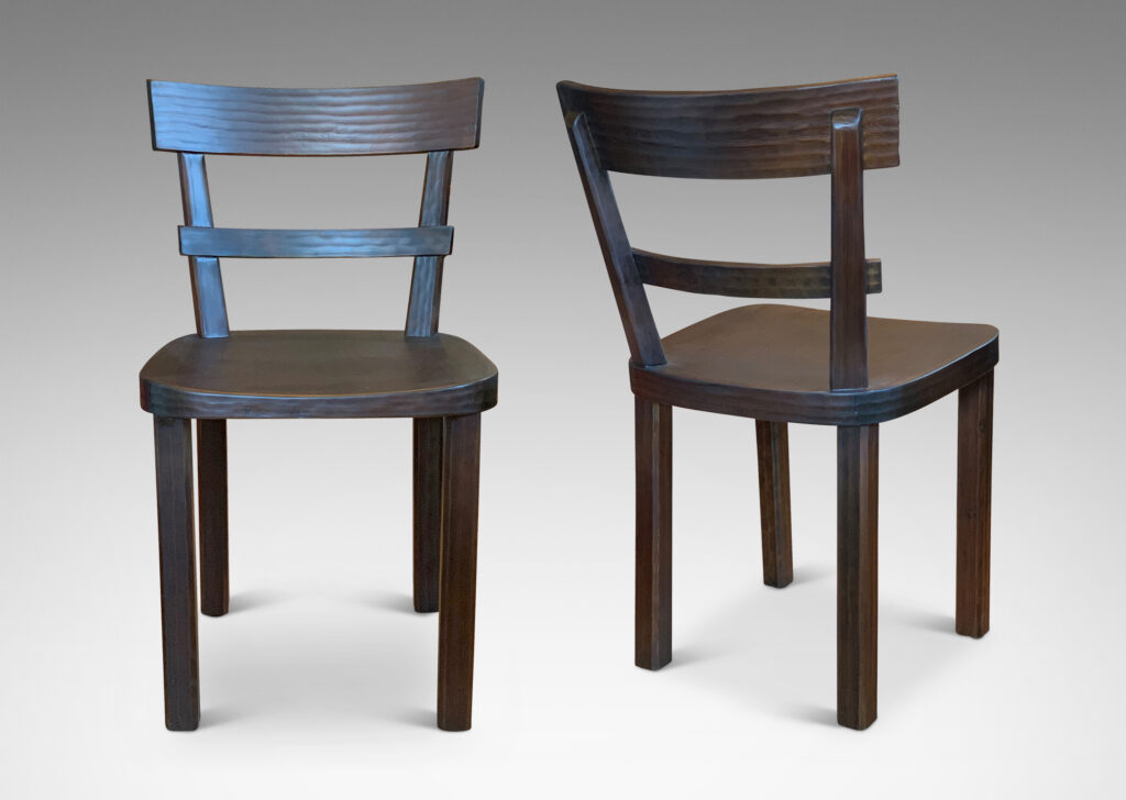 Gallery BAC side/dining chairs with shallow gouging pattern attributed to Axel Einar Hjorth