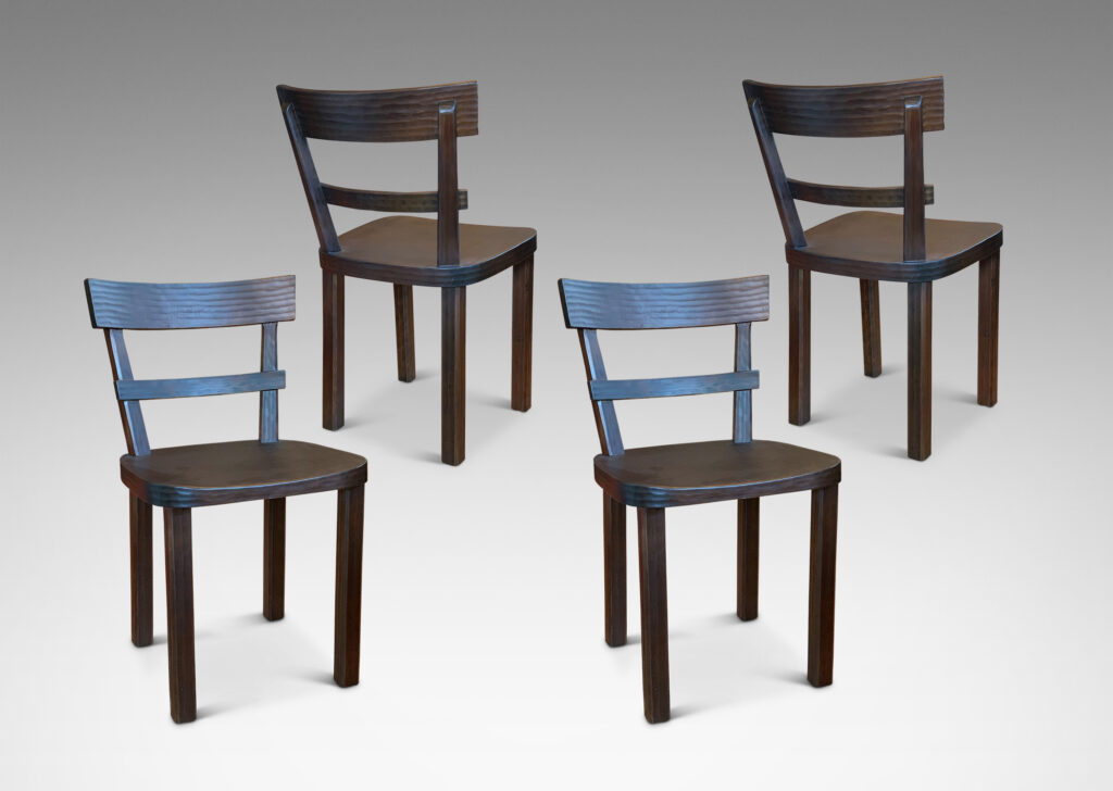 Gallery BAC side/dining chairs with shallow gouging pattern attributed to Axel Einar Hjorth