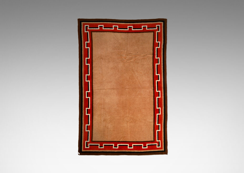 Gallery BAC double-sided pile with a camel brown field and red Greek meander border