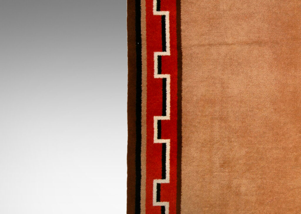 Gallery BAC double-sided pile with a camel brown field and red Greek meander border