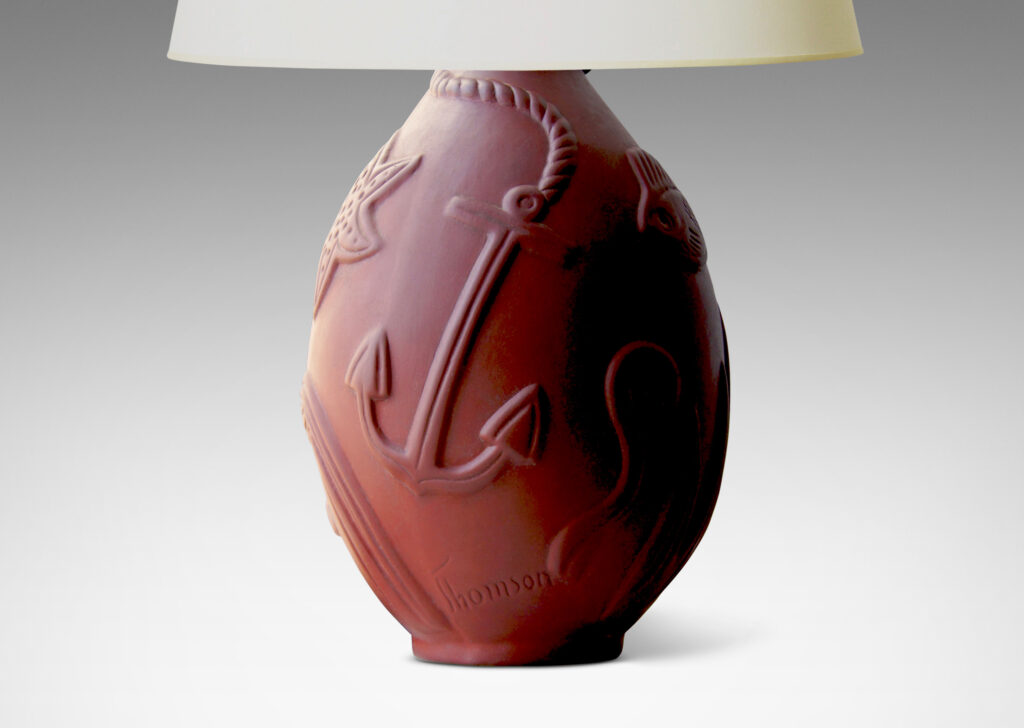 Gallery BAC table lamp with charming marine-themed reliefs (anchor, small fish, starfish, seaweed