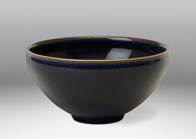 Gallery BAC stoneware with deep blue glaze revealing brown at edges