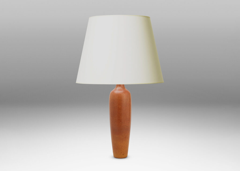 Gallery BAC tall and tapered form with a burnt sienna-sandy tan eggshell finish glaze