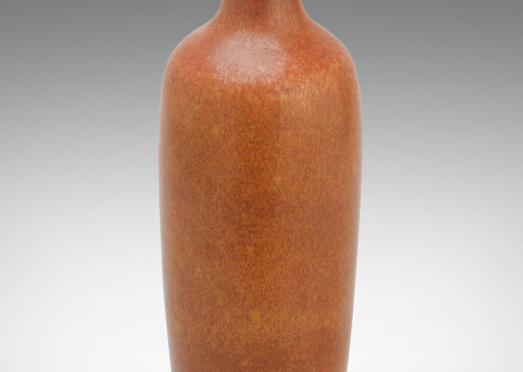 Gallery BAC tall and tapered form with a burnt sienna-sandy tan eggshell finish glaze