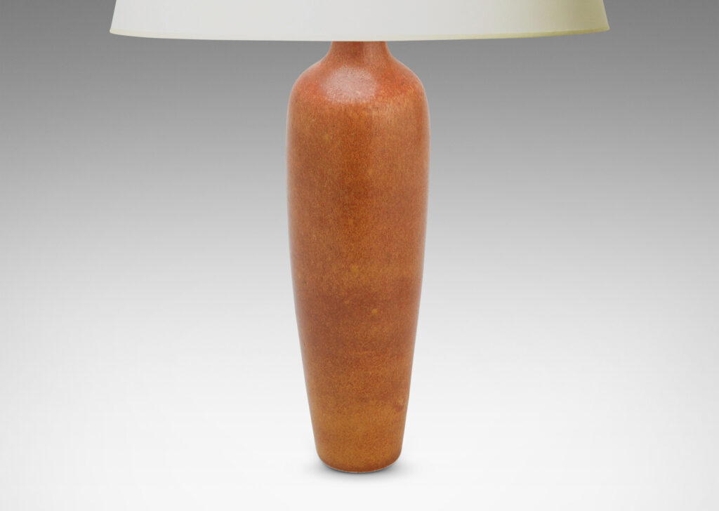 Gallery BAC tall and tapered form with a burnt sienna-sandy tan eggshell finish glaze