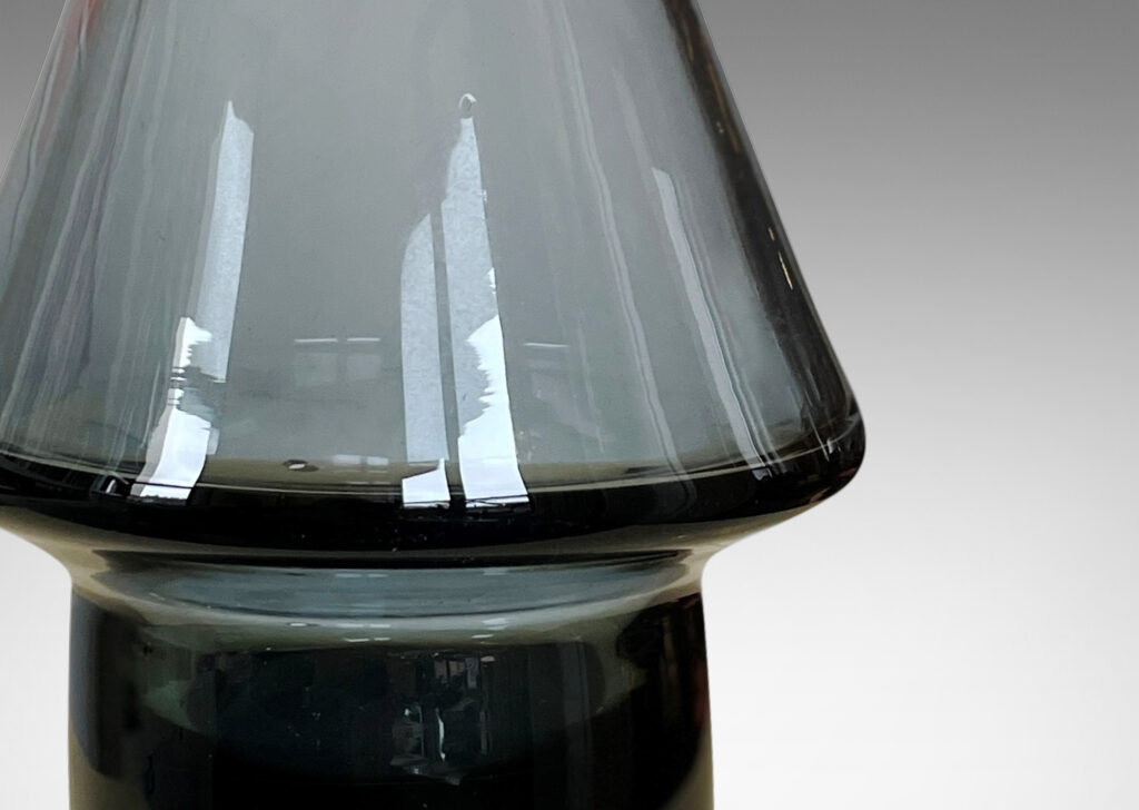 Gallery BAC conical form on a cylinder reveal in hand-blown gray-tinted glass