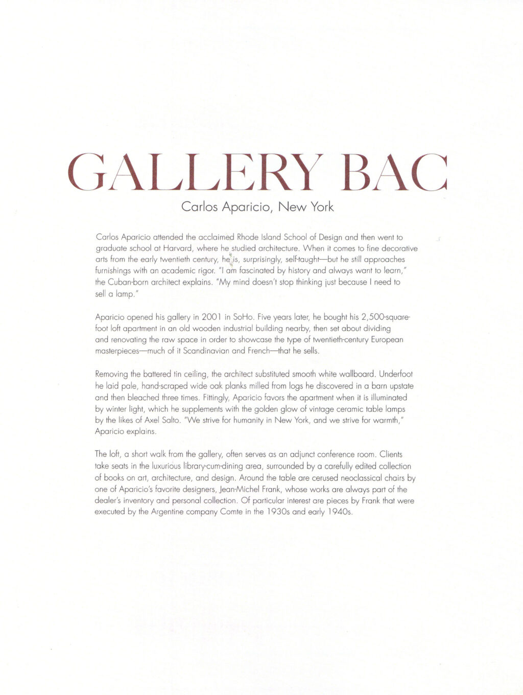 Gallery BAC seen on Dealer's Choice